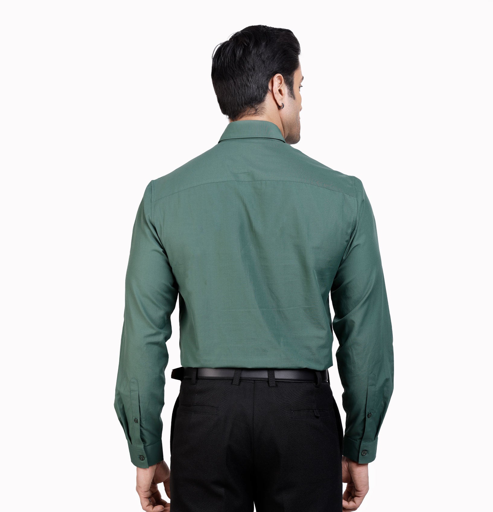 Active Fit Men's Shirt with Solid Pattern - Full Sleeves - Green