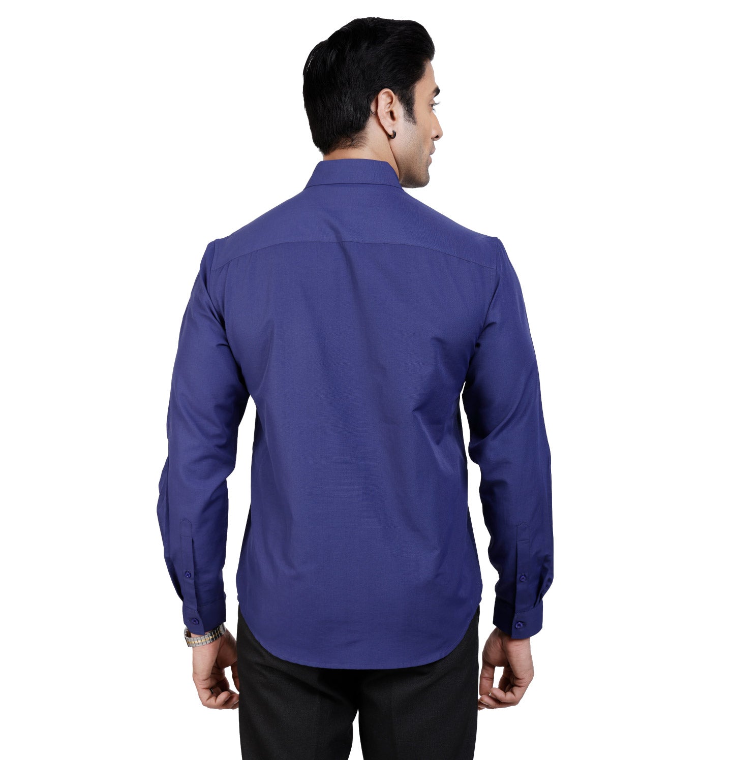 Active Fit Men's Shirt with Solid Pattern - Full Sleeves - Royal Blue