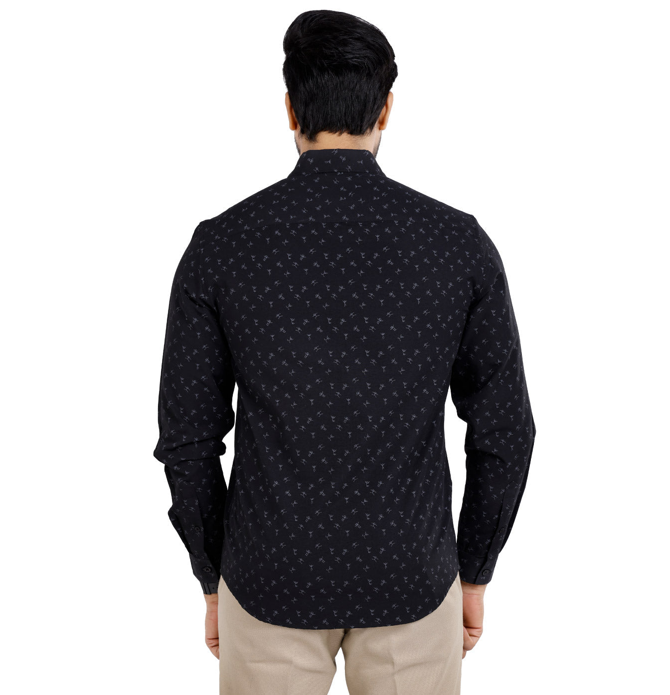 Active Fit Men's Shirt with Play Pattern - Full Sleeves - Black