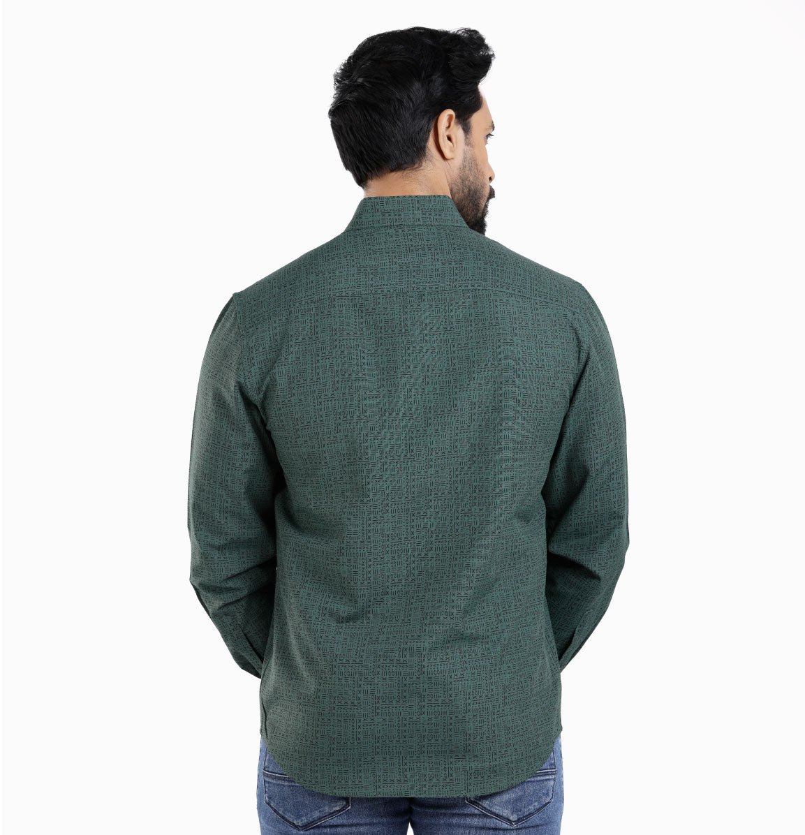 Active Fit Men's Shirt with All Maths Pattern - Full Sleeves - Green