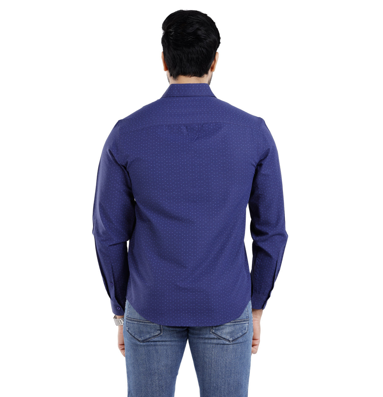 Active Fit Men's Shirt with Rhombus Pattern - Full Sleeves - Royal Blue