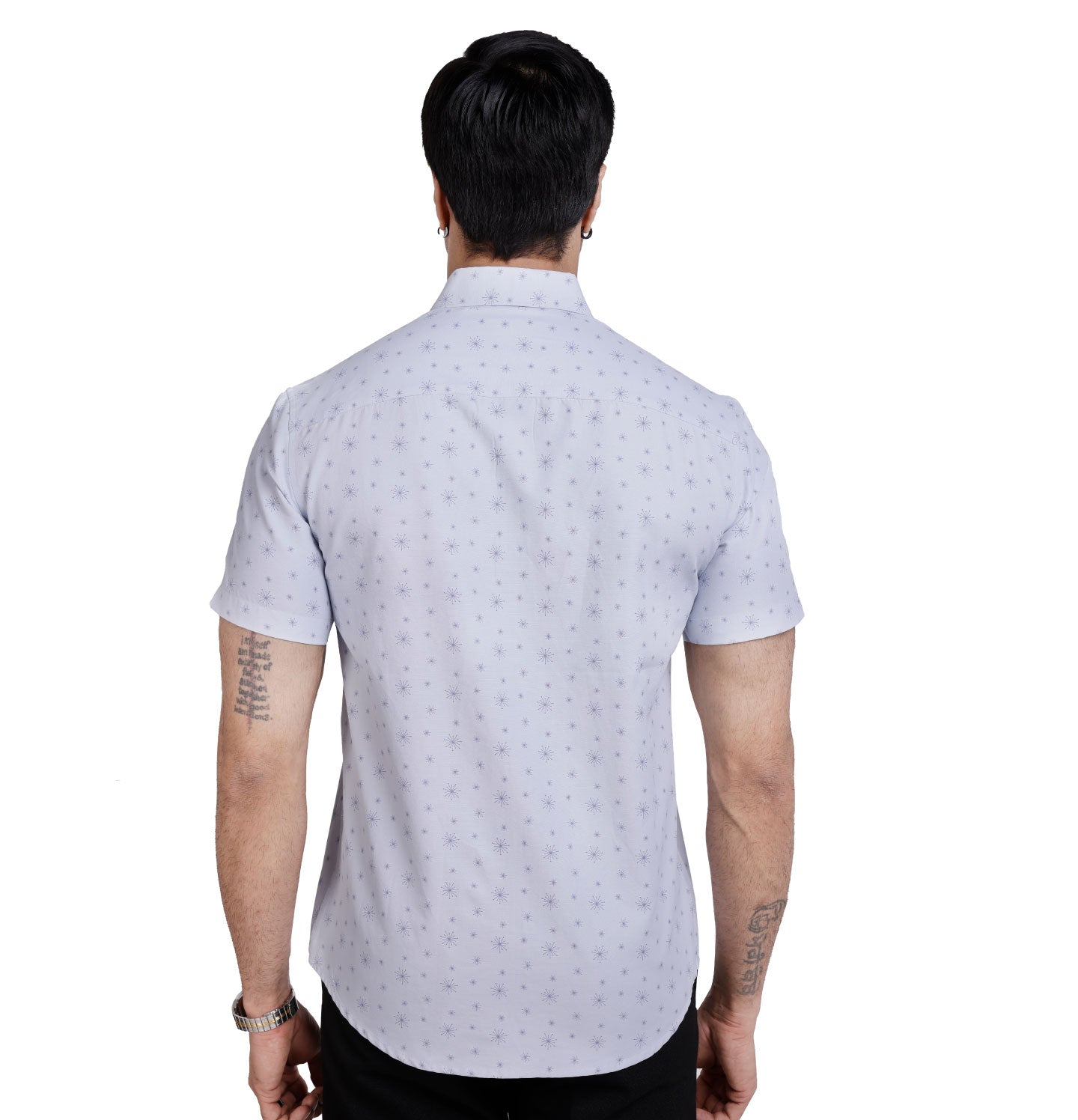 Active Fit Men's Shirt with Crackers Pattern - Half Sleeves - Ice Blue