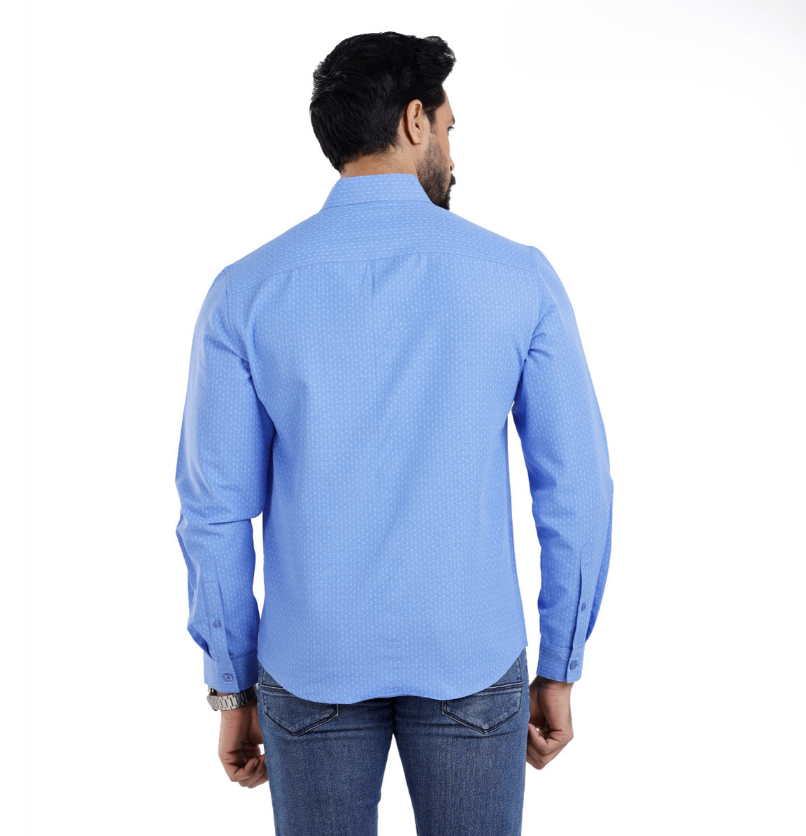 Active Fit Men's Shirt with Arrow Pattern - Full Sleeves - Blue Bonnet