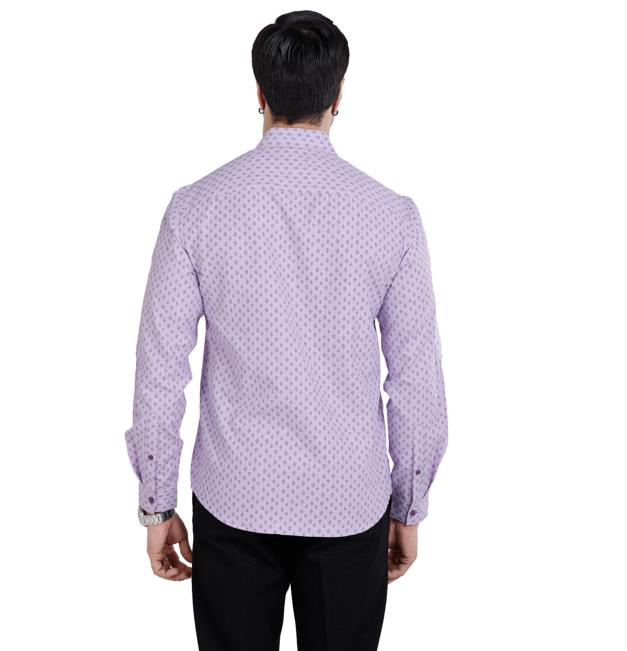 Active Fit Men's Shirt with Ethnic Pattern - Full Sleeves - Orchid Petal