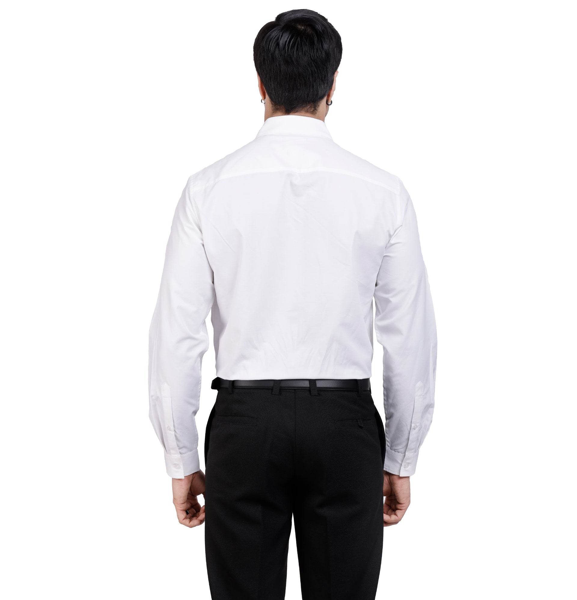 Active Fit Men's Shirt with Solid Pattern - Full Sleeves - White