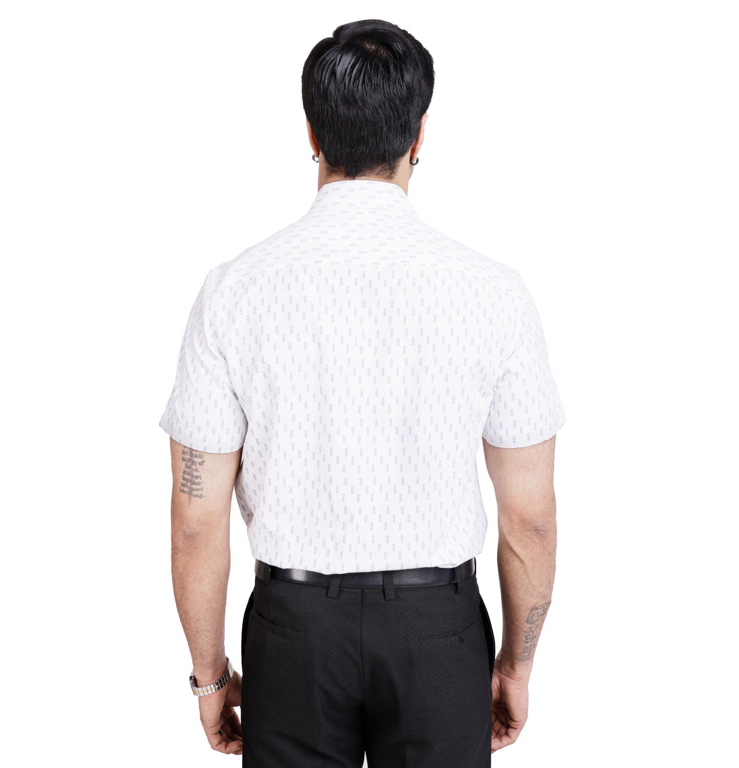 Active Fit Men's Shirt with Minimal Pattern - Half Sleeves - White