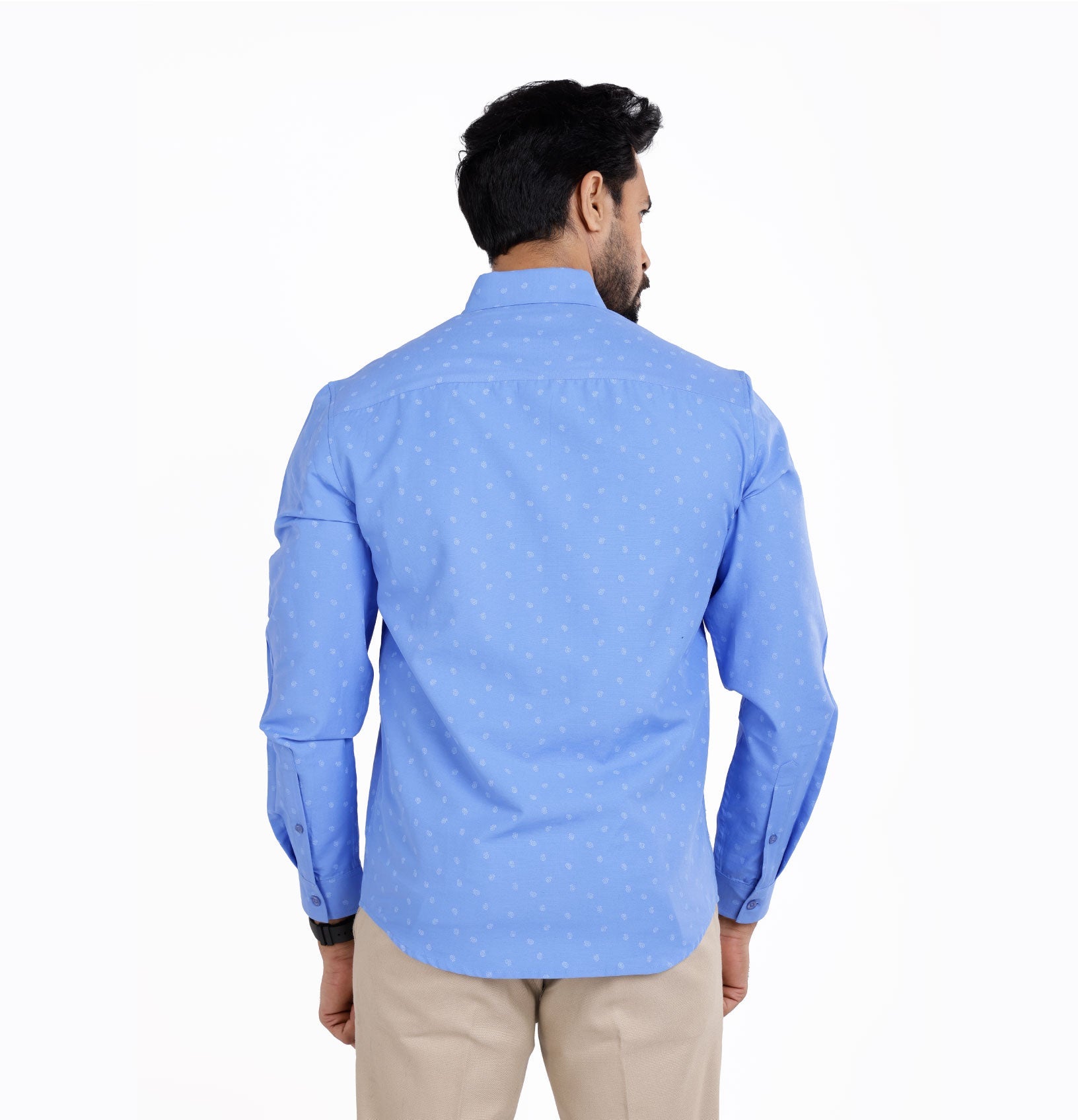 Active Fit Men's Shirt with Spiral Pattern - Full Sleeves - Blue Bonnet