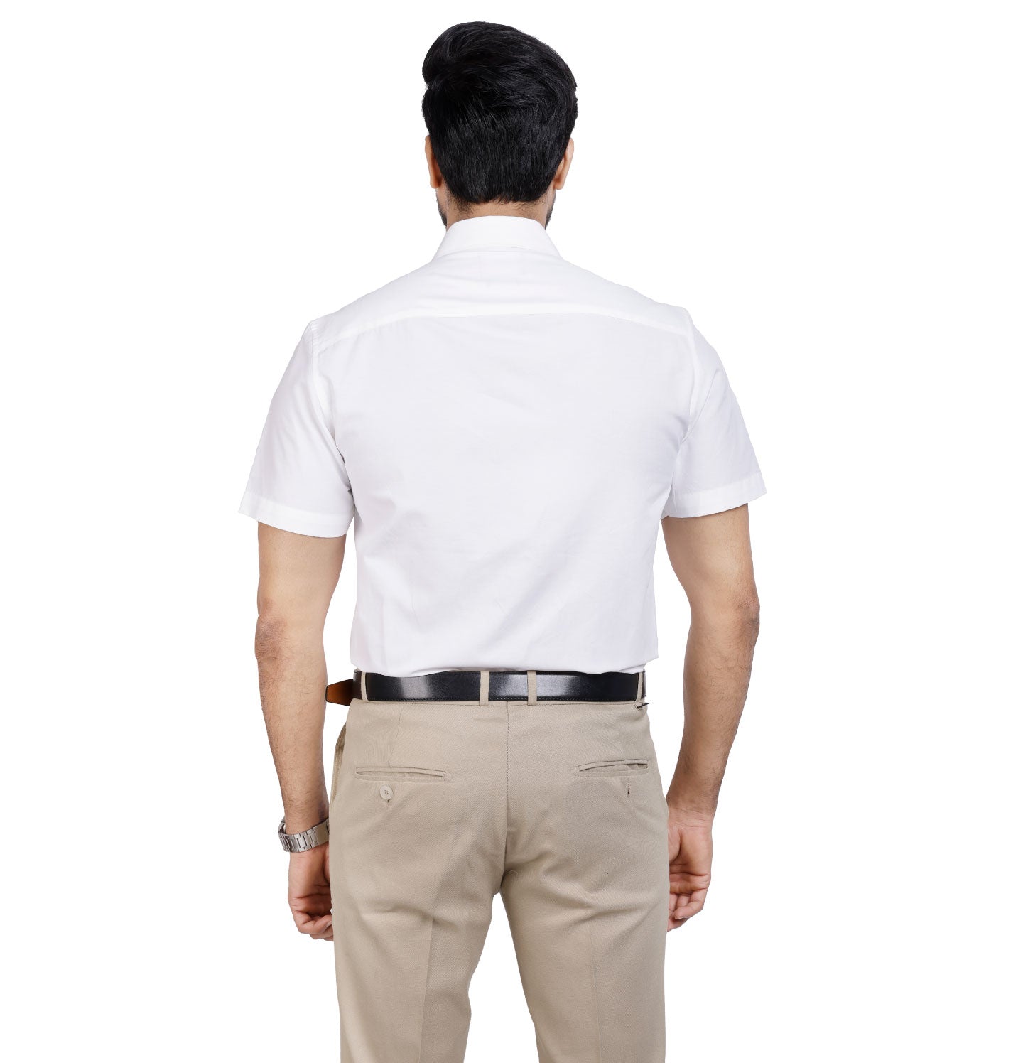 Active Fit Men's Shirt with Solid Pattern - Half Sleeves - White