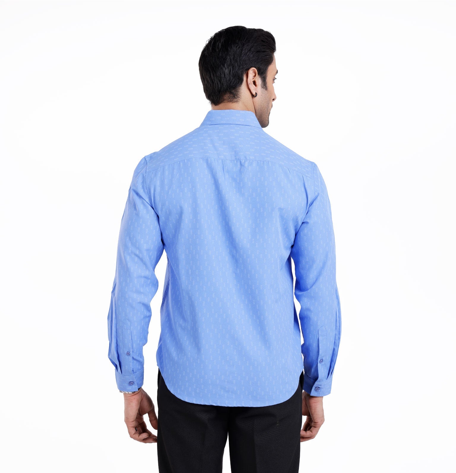 Active Fit Men's Shirt with Minimal Pattern - Full Sleeves - Blue Bonnet