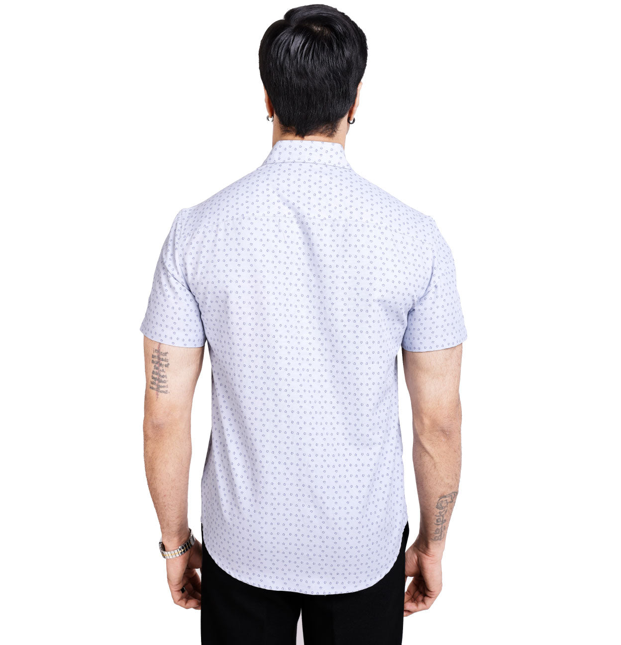 Active Fit Men's Shirt with Dreamteam Pattern - Half Sleeves - Ice Blue