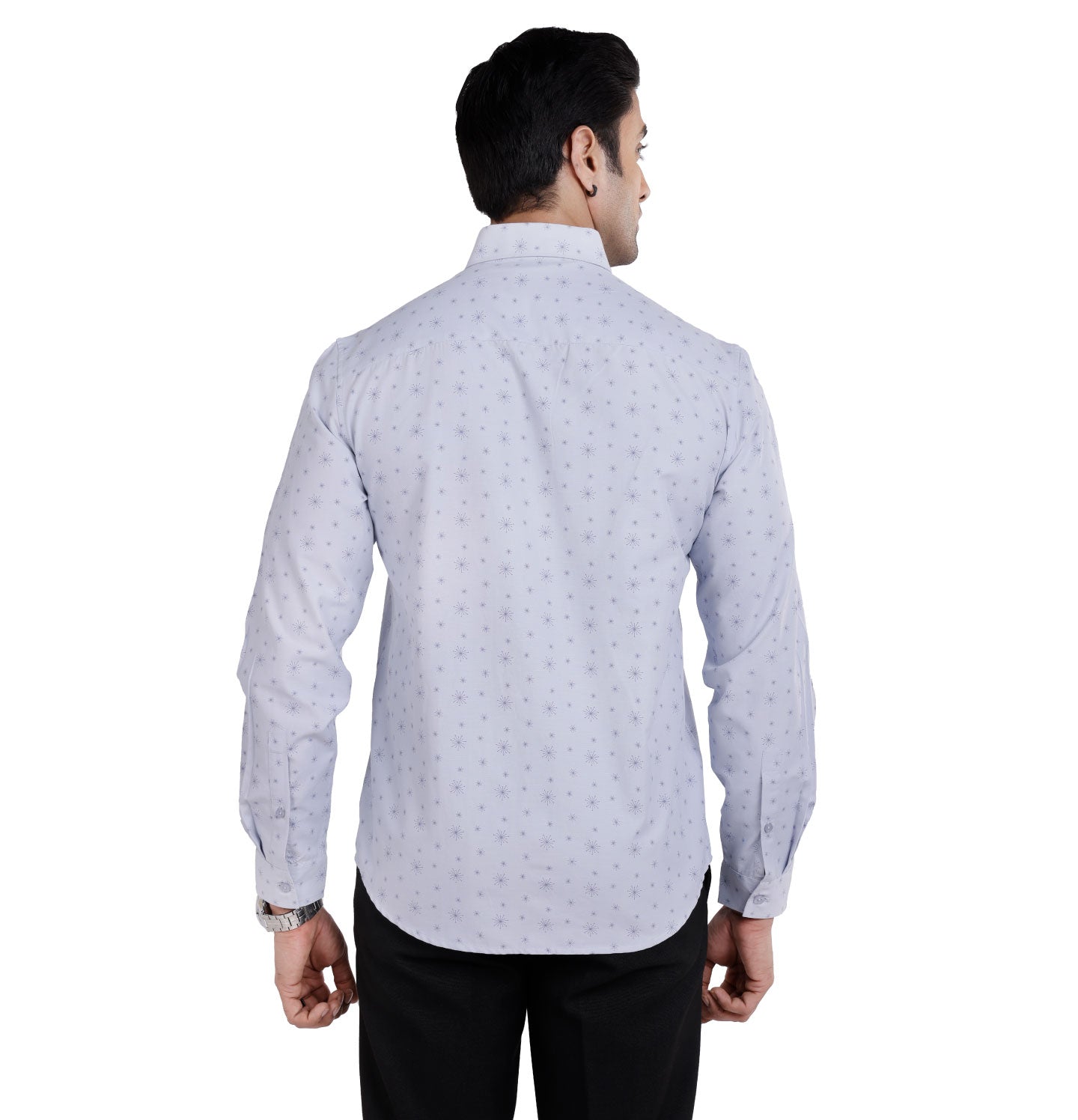 Active Fit Men's Shirt with Crackers Pattern - Full Sleeves - Ice Blue
