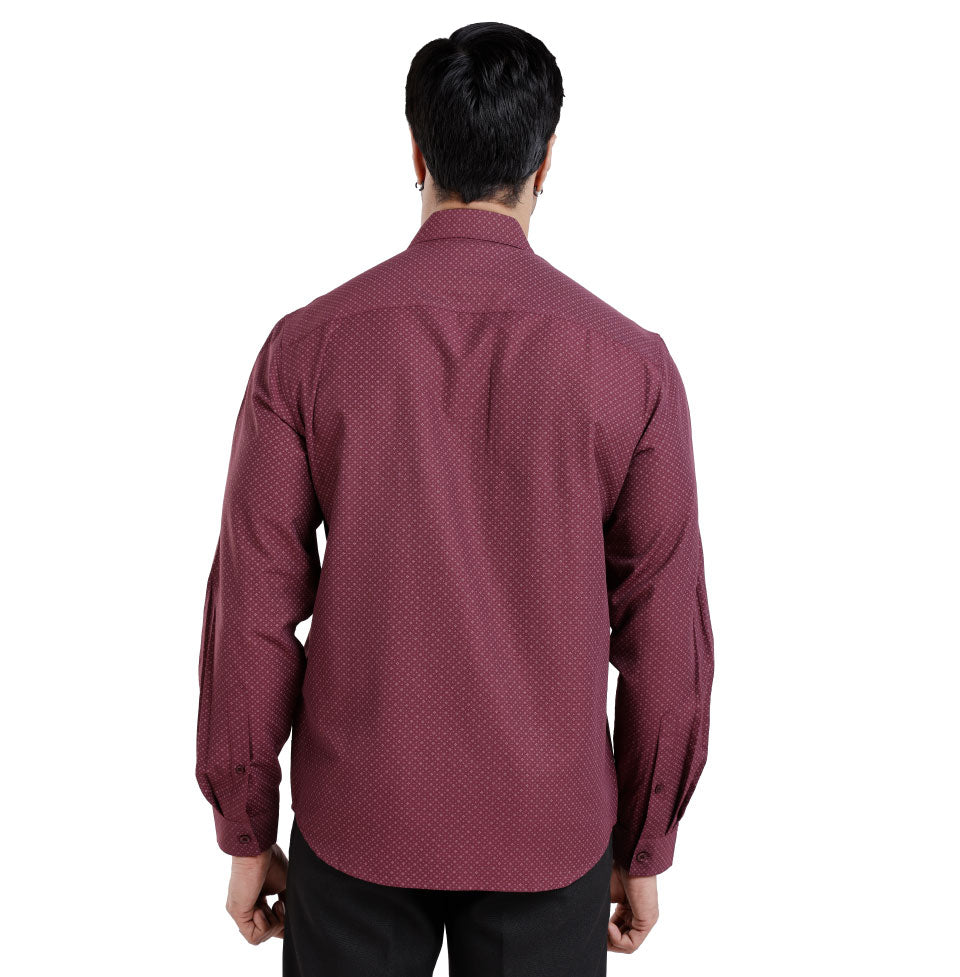 Active Fit Men's Shirt with Classic Pattern - Full Sleeves - Wine