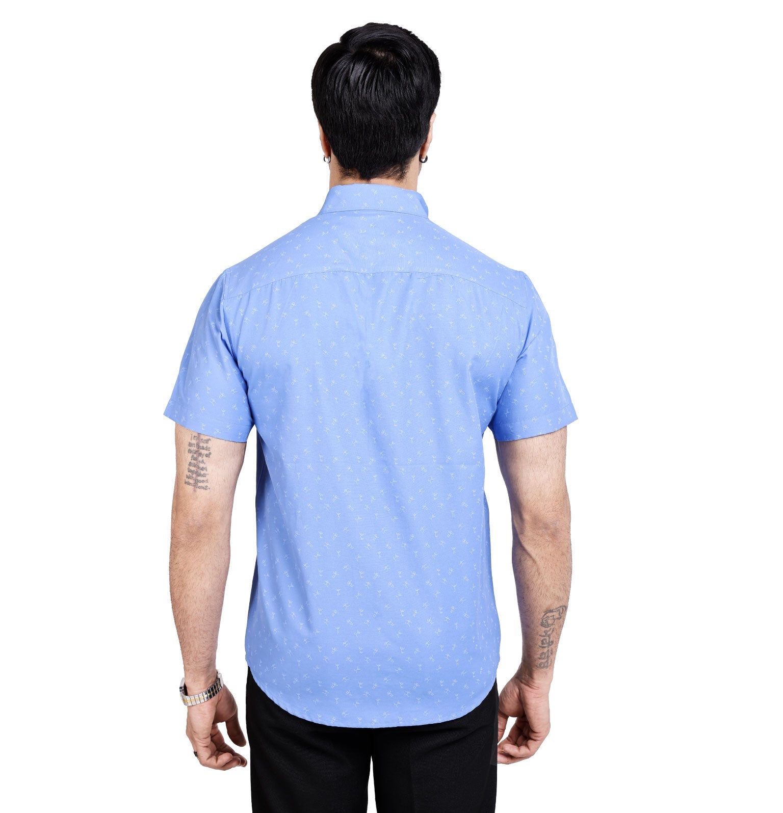 Active Fit Men's Shirt with Play Pattern - Half Sleeves - Blue Bonnet