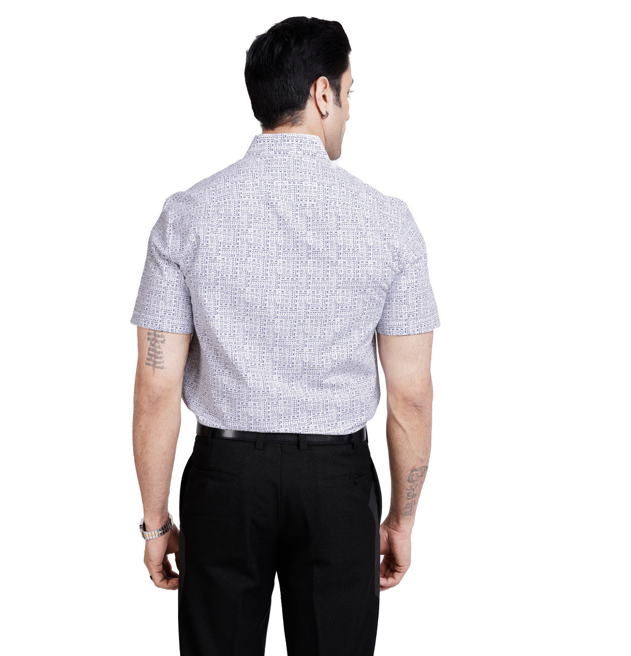 Active Fit Men's Shirt with All Maths Pattern - Half Sleeves - White