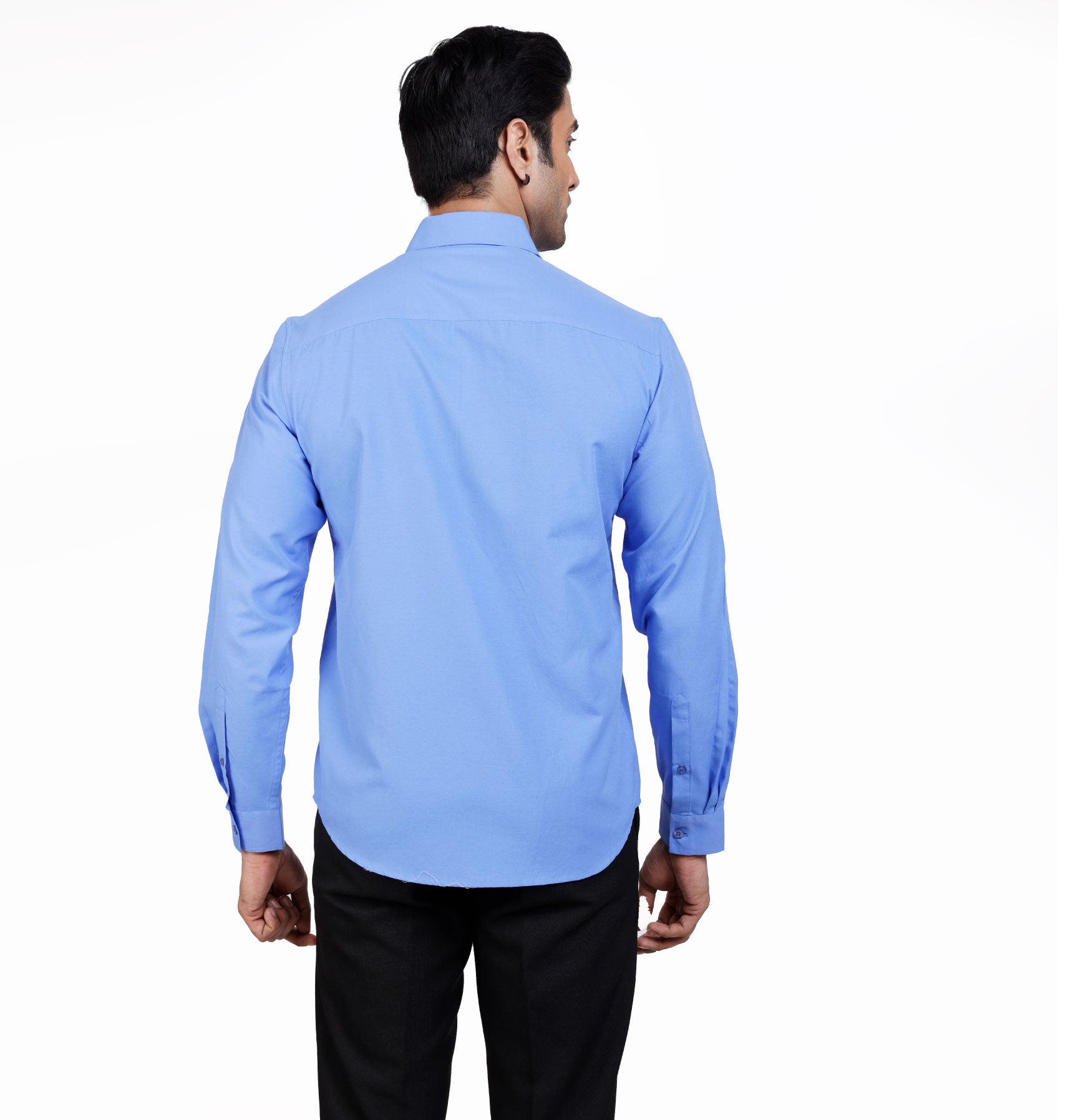 Active Fit Men's Shirt with Solid Pattern - Full Sleeves - Blue Bonnet