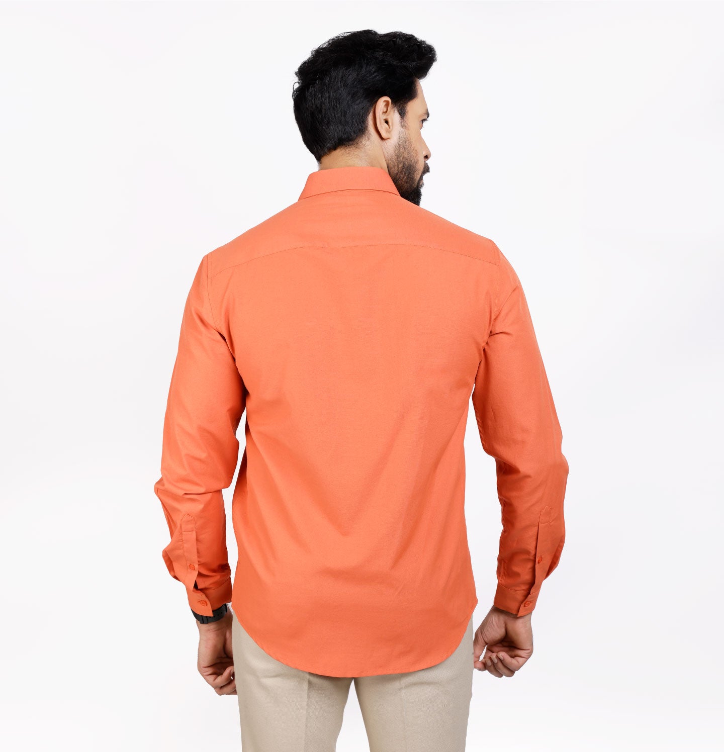 Active Fit Men's Shirt with Solid Pattern - Full Sleeves - Rust Orange