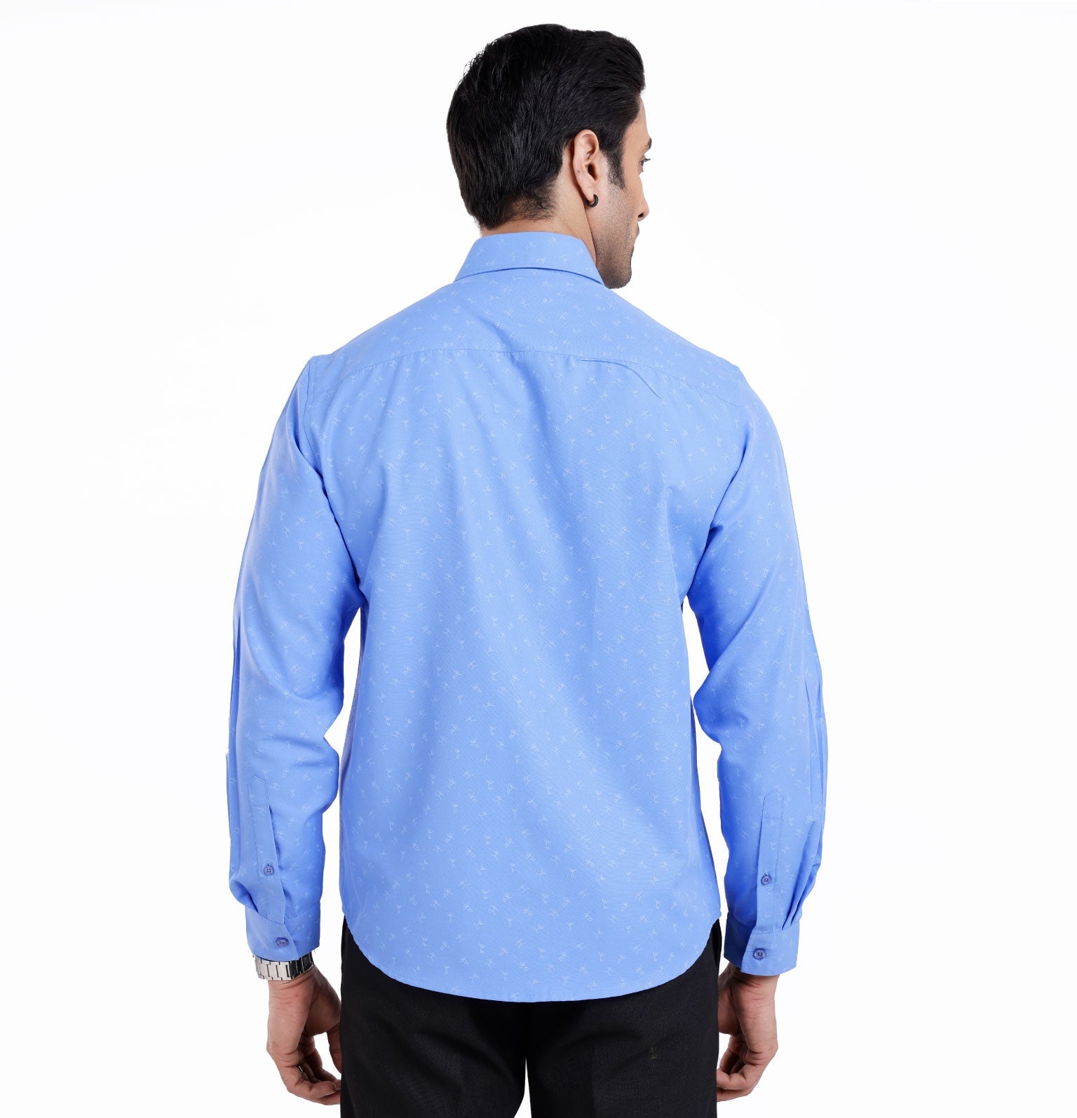 Active Fit Men's Shirt with Play Pattern - Full Sleeves - Blue Bonnet
