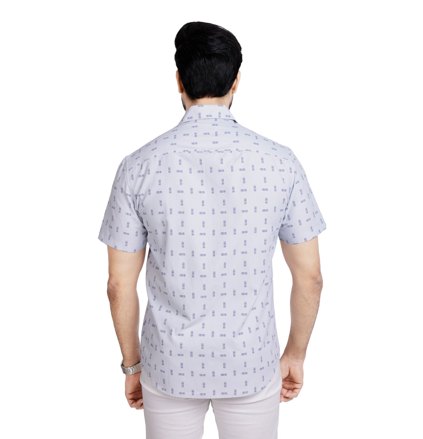 Active Fit Men's Shirt with Tribal Pattern - Half Sleeves - Ice Blue