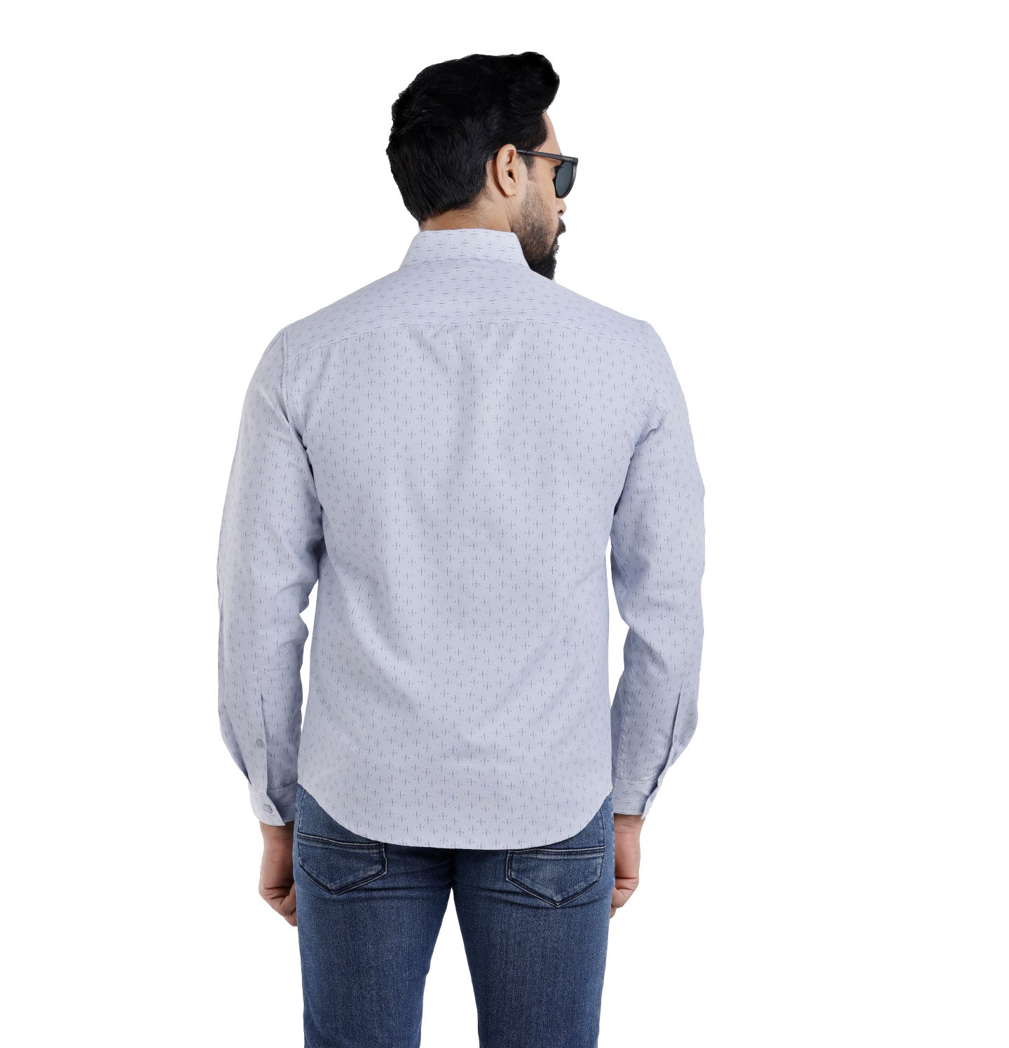 Active Fit Men's Shirt with Diamonds Pattern - Full Sleeves - Ice Blue