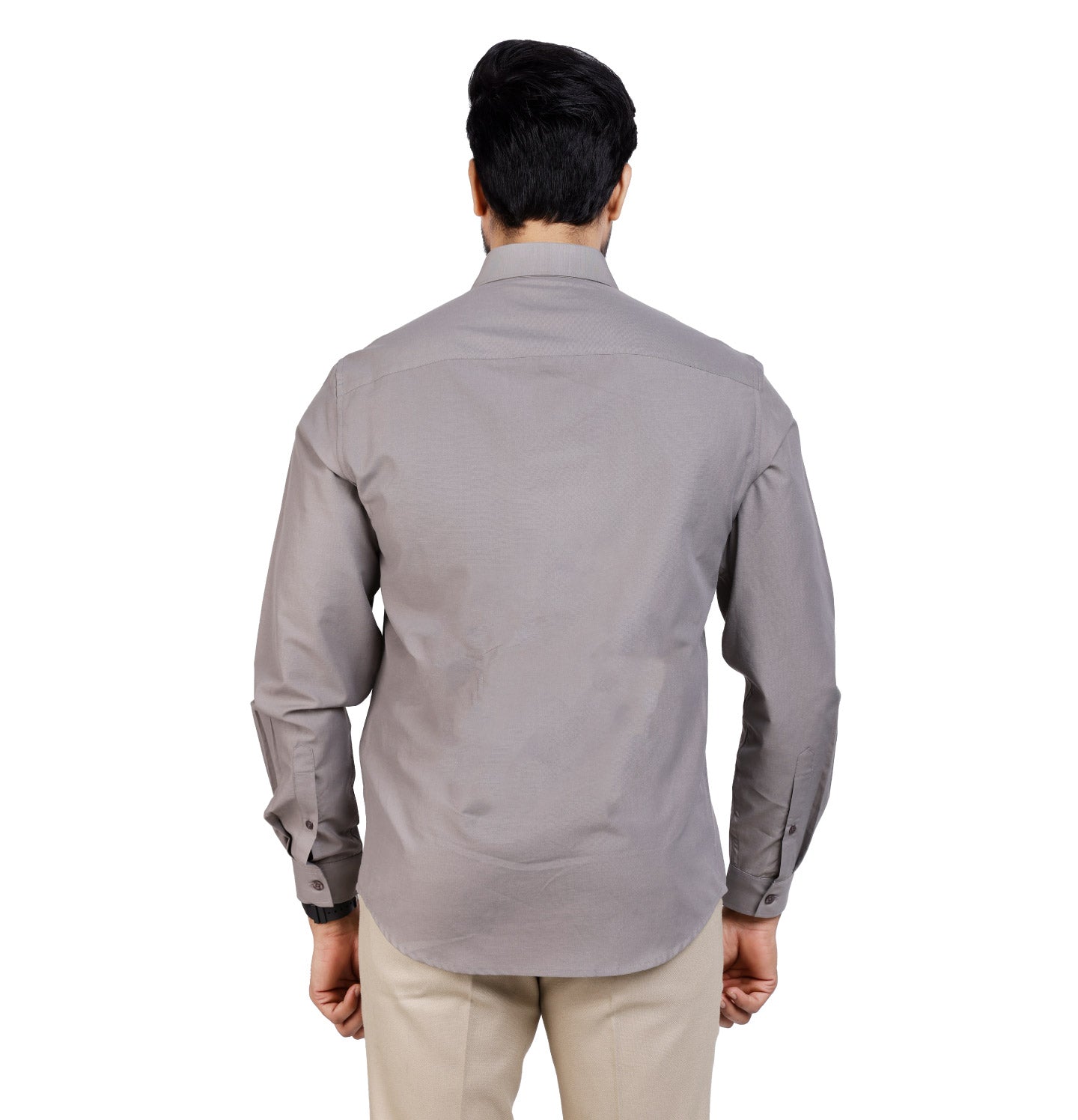 Active Fit Men's Shirt with Solid Pattern - Full Sleeves - Grey