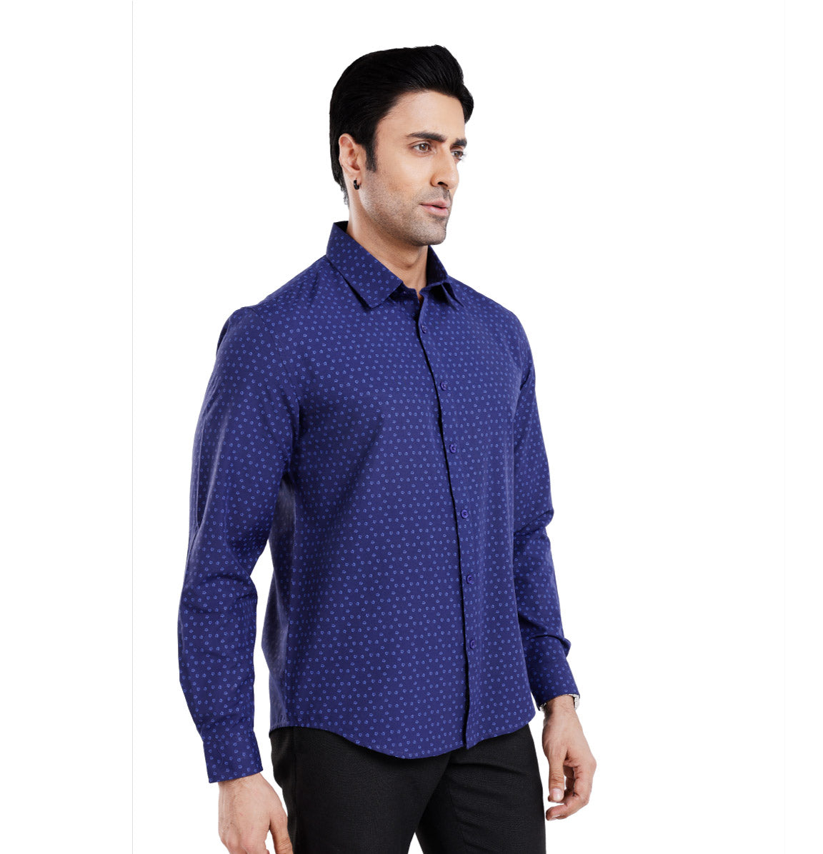 Active Fit Men's Shirt with Dreamteam Pattern - Full Sleeves - Royal Blue