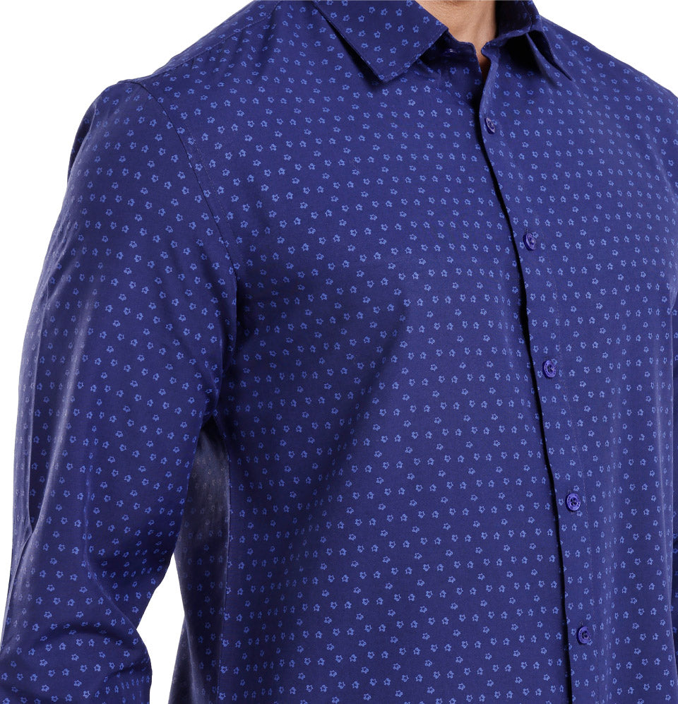 Active Fit Men's Shirt with Dreamteam Pattern - Full Sleeves - Royal Blue