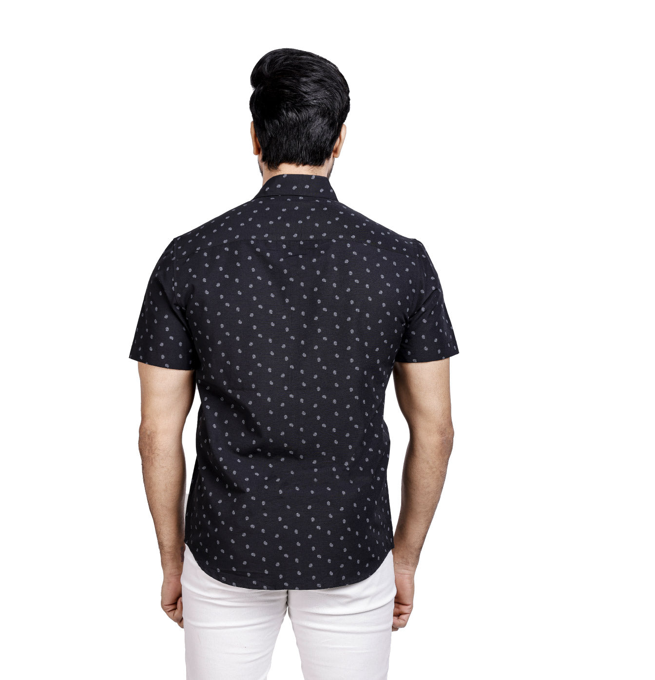 Active Fit Men's Shirt with Spiral Pattern - Half Sleeves - Black