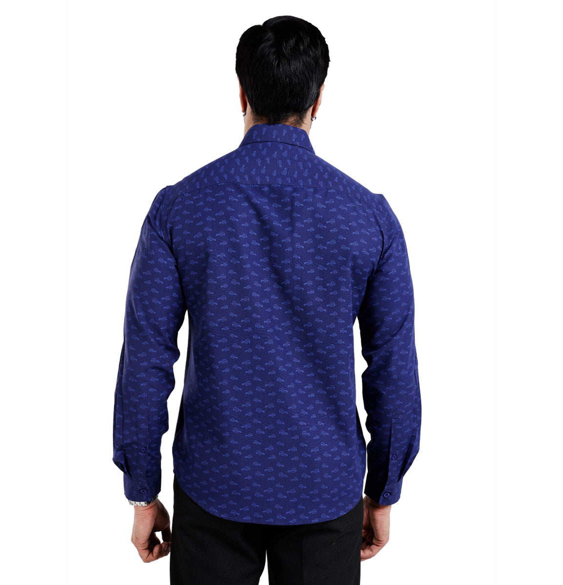 Active Fit Men's Shirt with Heard Pattern - Full Sleeves - Royal Blue