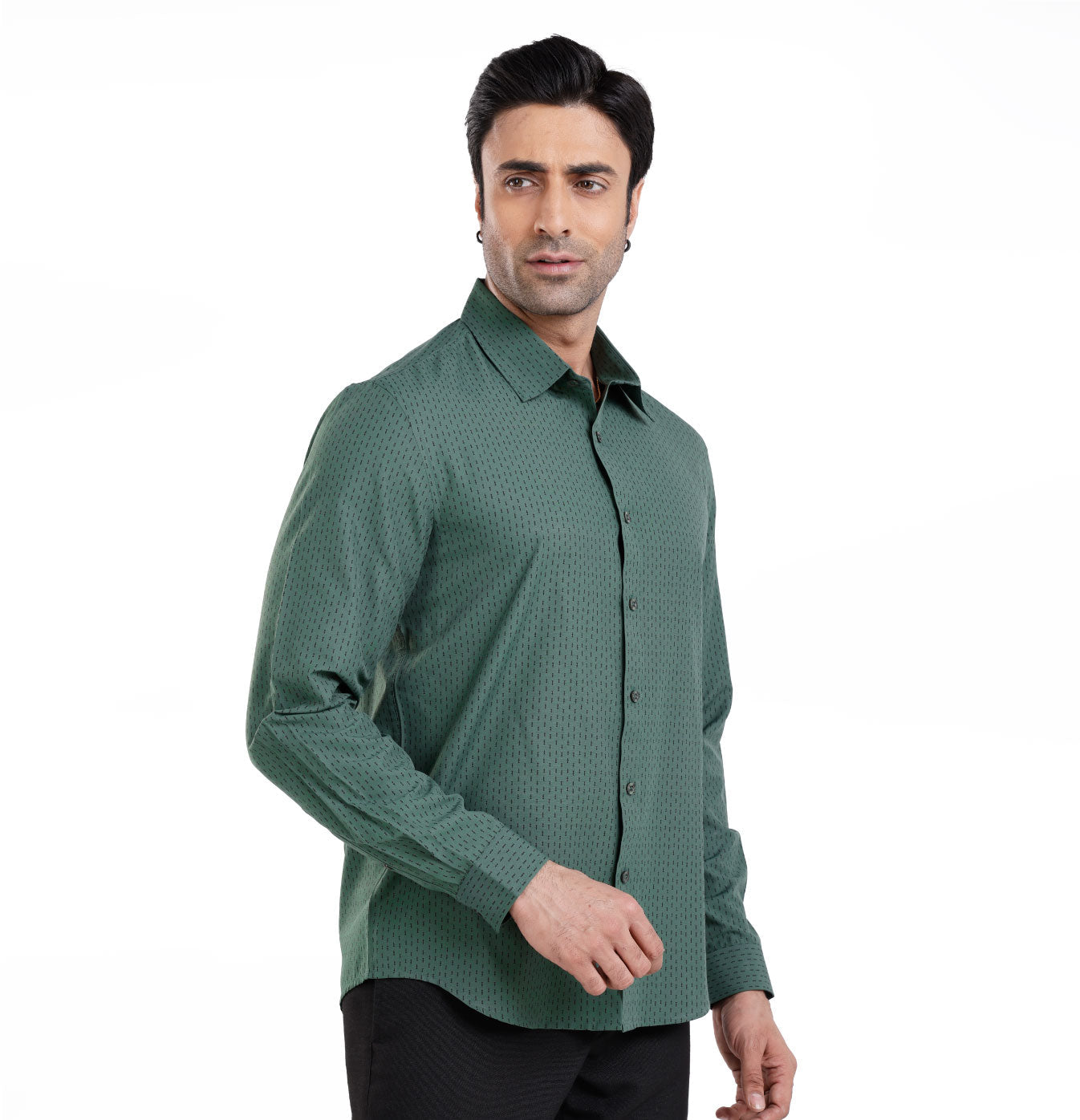Active Fit Men's Shirt with Arrow Pattern - Full Sleeves - Green
