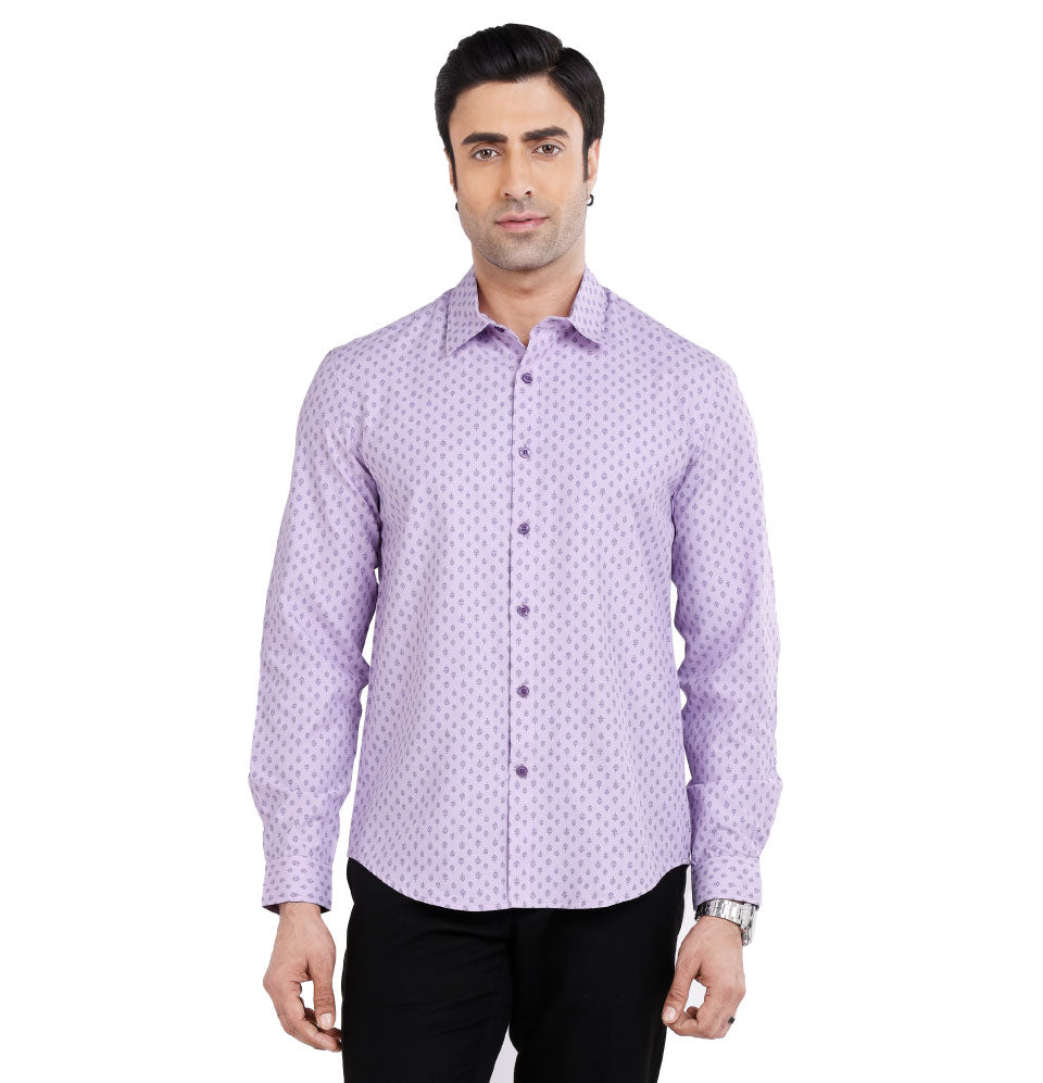 Active Fit Men's Shirt with Ethnic Pattern - Full Sleeves - Orchid Petal
