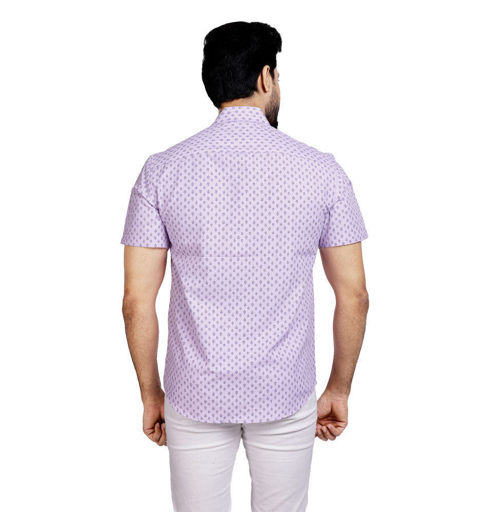 Active Fit Men's Shirt with Ethnic Pattern - Half Sleeves - Orchid Patel
