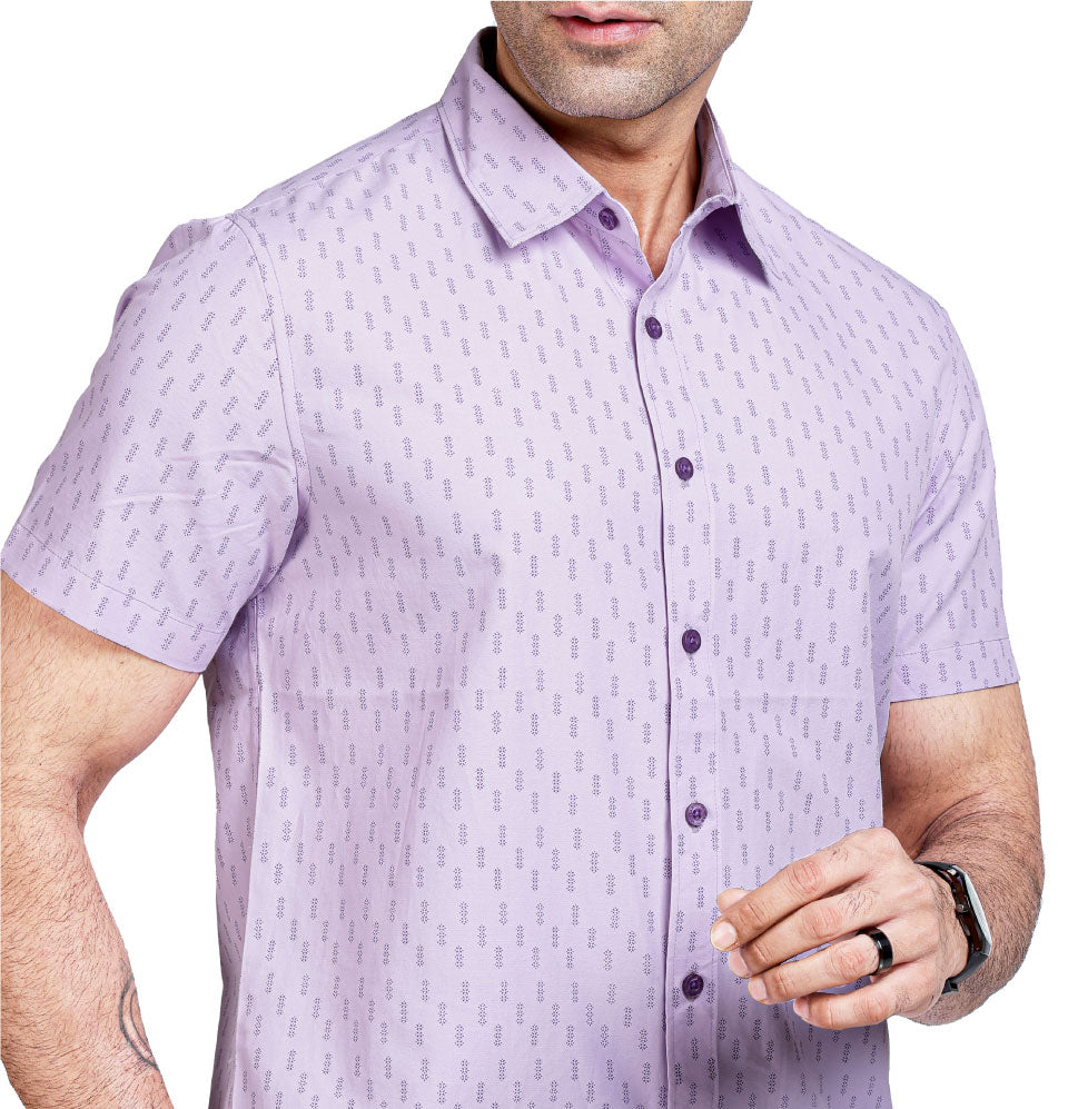 Active Fit Men's Shirt with Minimal Pattern - Half Sleeves - Orchid Patel