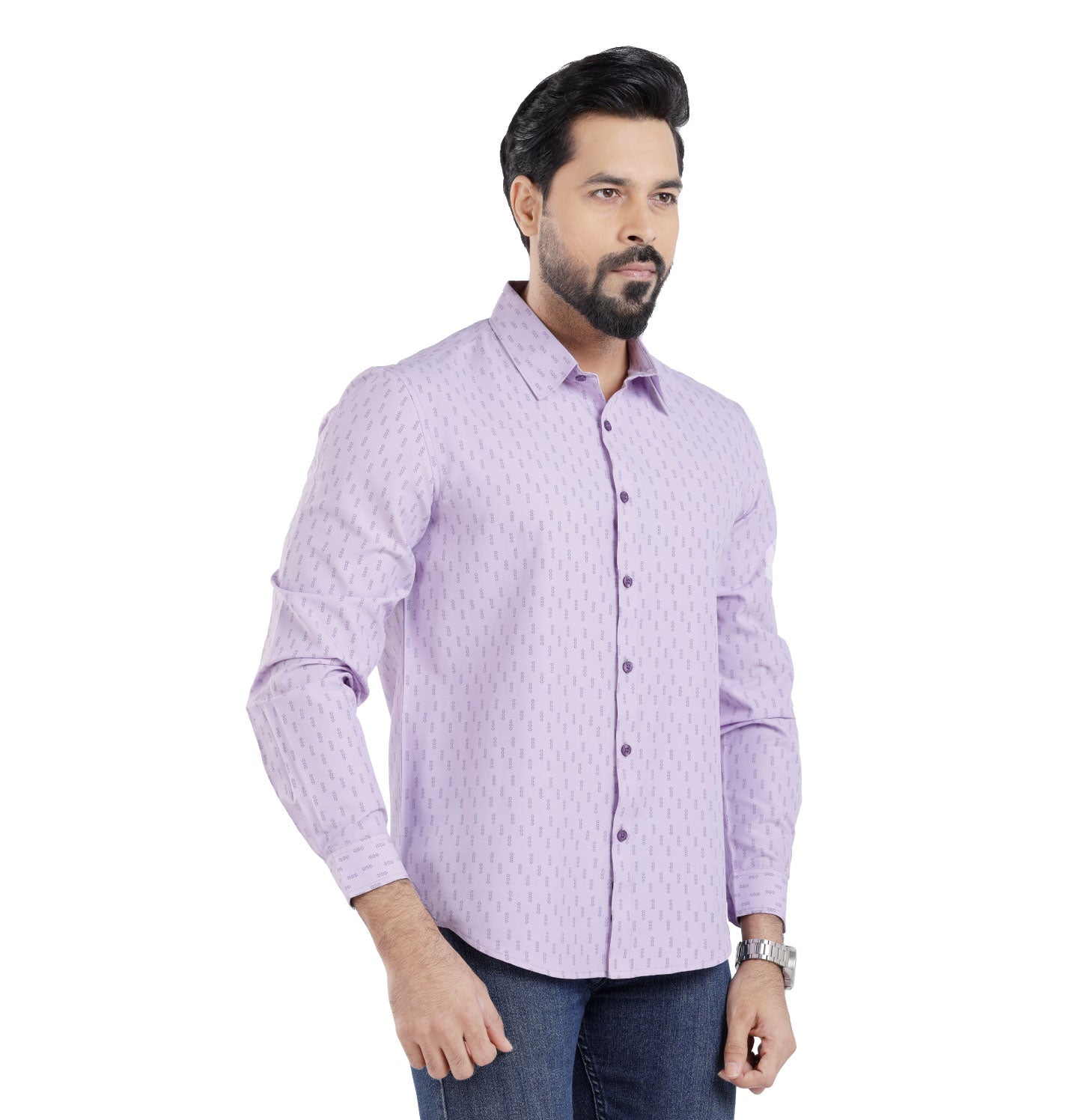 Active Fit Men's Shirt with Minimal Pattern - Full Sleeves - Orchid Petal