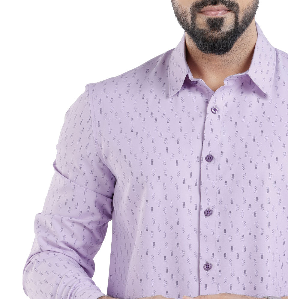 Active Fit Men's Shirt with Minimal Pattern - Full Sleeves - Orchid Petal