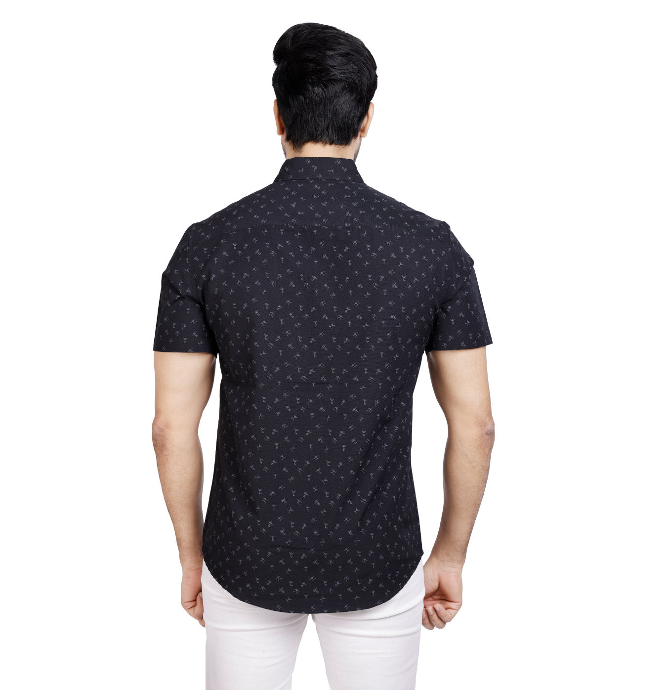 Active Fit Men's Shirt with Play Pattern - Half Sleeves - Black