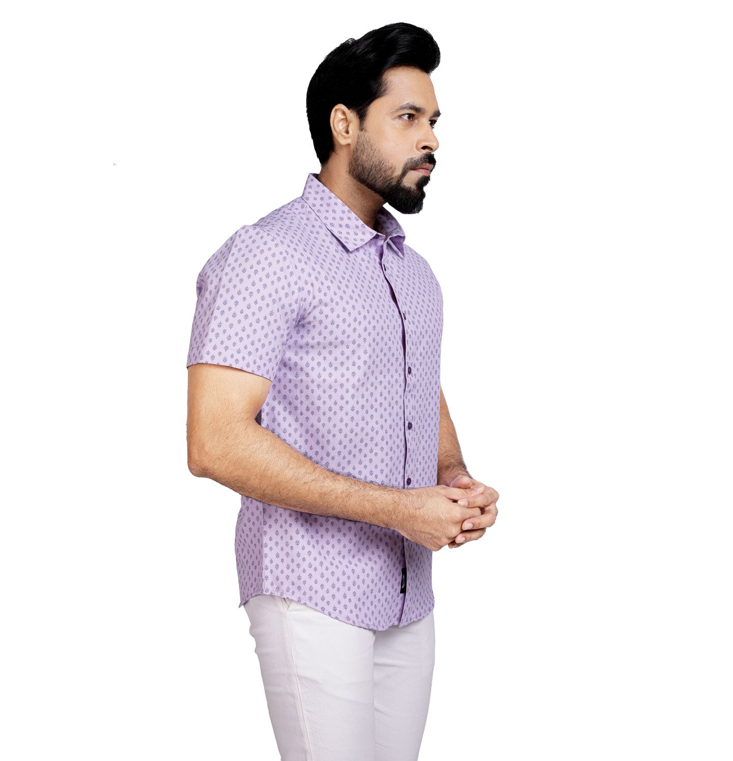 Active Fit Men's Shirt with Ethnic Pattern - Half Sleeves - Orchid Patel