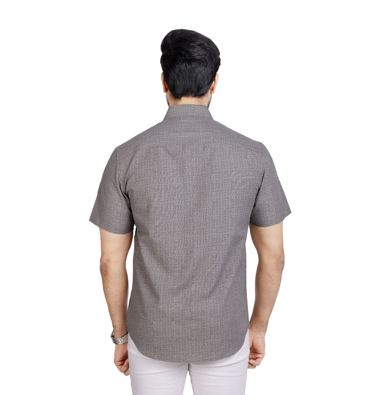 Active Fit Men's Shirt with All Maths Pattern - Half Sleeves - Grey
