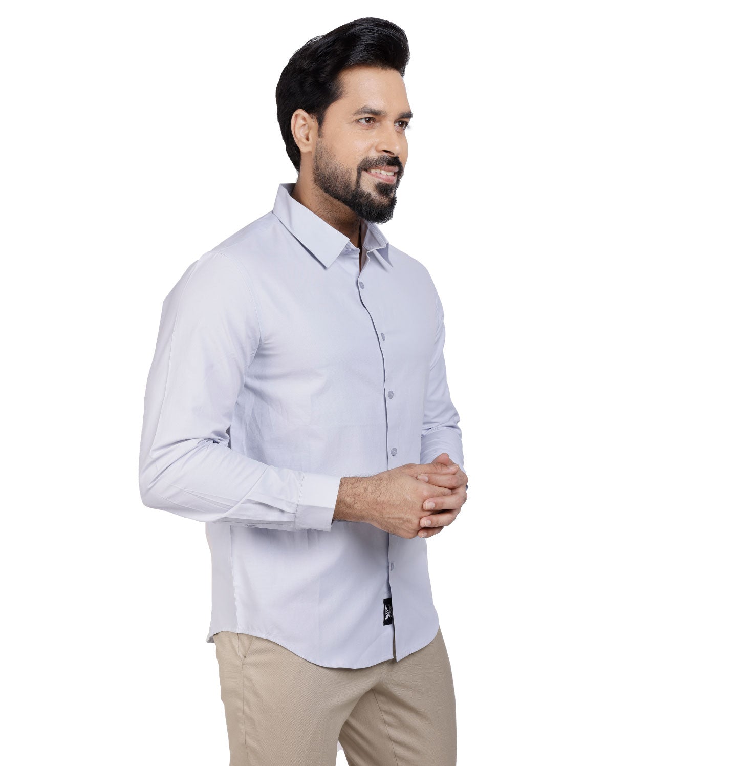 Active Fit Men's Shirt with Solid Pattern - Full Sleeves - Ice Blue