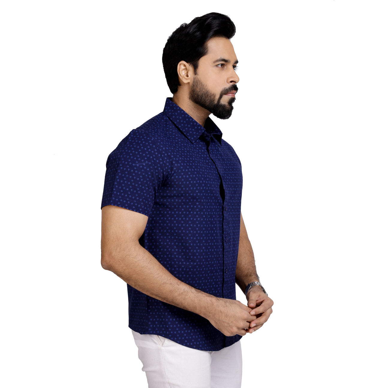 Active Fit Men's Shirt with Dreamteam Pattern - Half Sleeves - Royal Blue