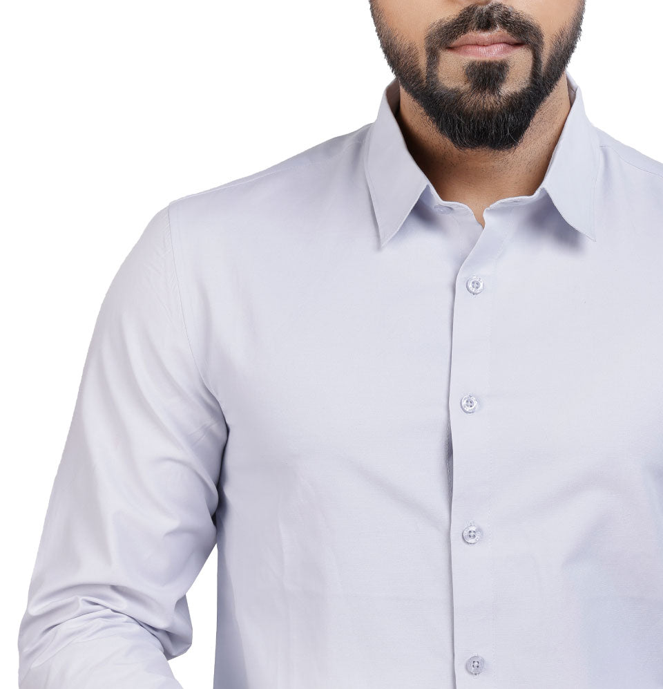 Active Fit Men's Shirt with Solid Pattern - Full Sleeves - Ice Blue