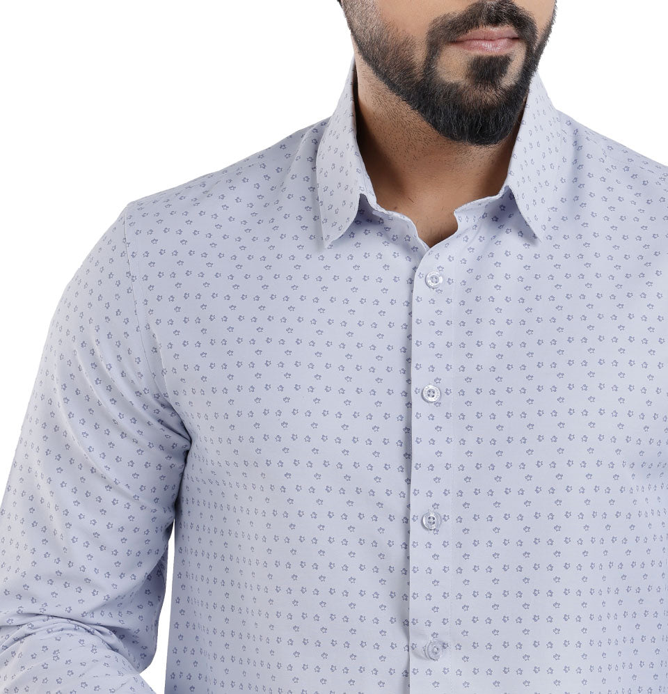 Active Fit Men's Shirt with Dreamteam Pattern - Full Sleeves - Ice Blue