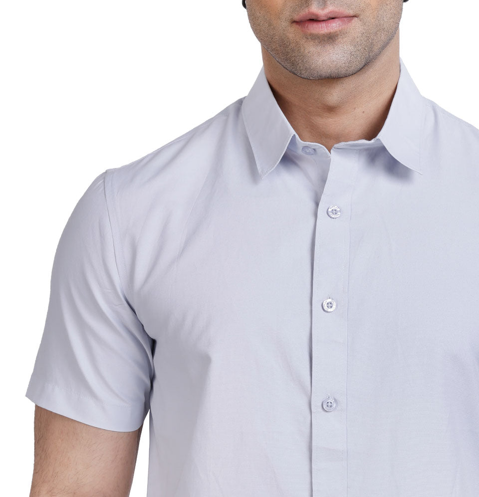 Active Fit Men's Shirt with Solid Pattern - Half Sleeves - Ice Blue