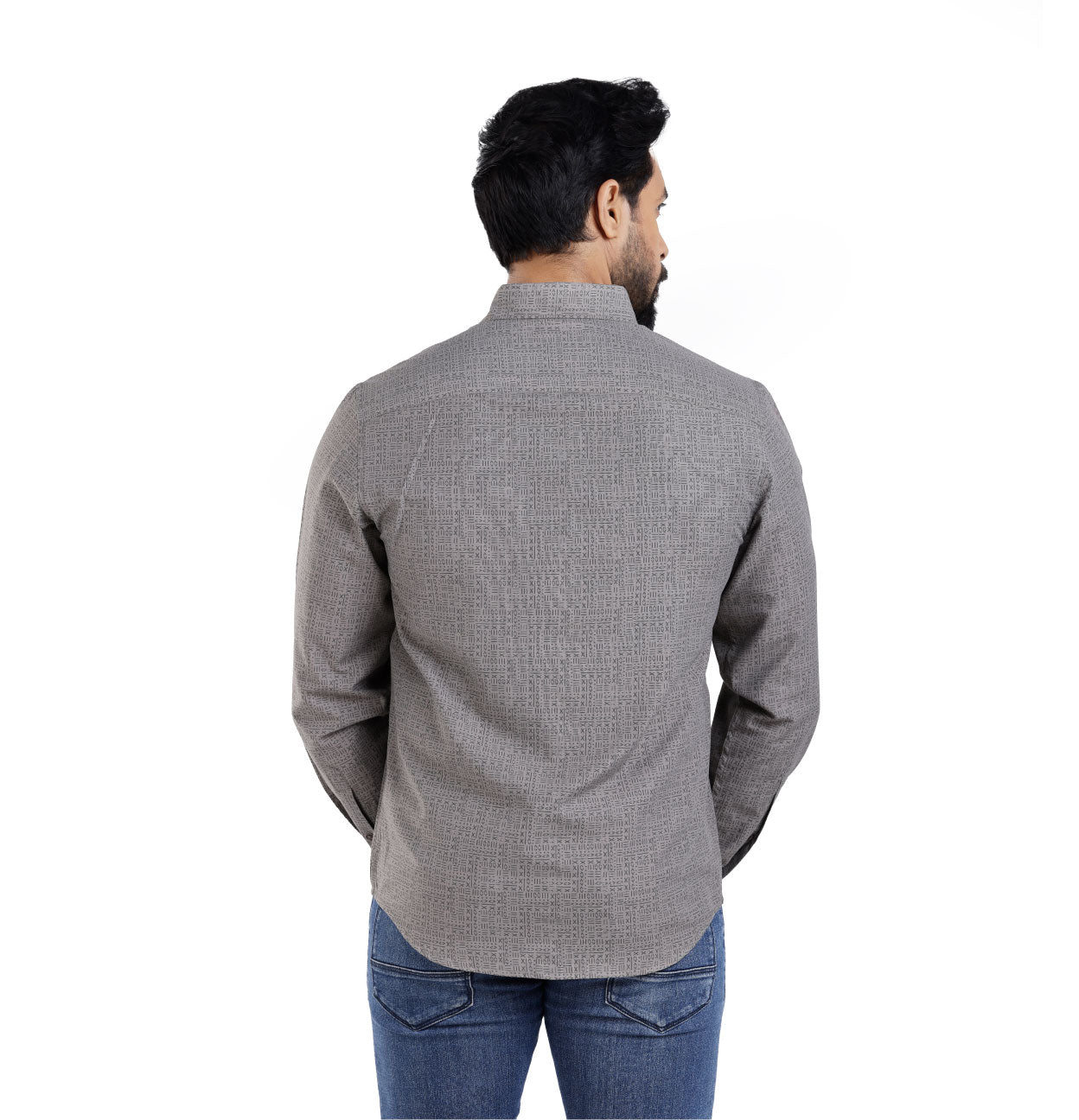 Active Fit Men's Shirt with All Maths Pattern - Full Sleeves - Grey