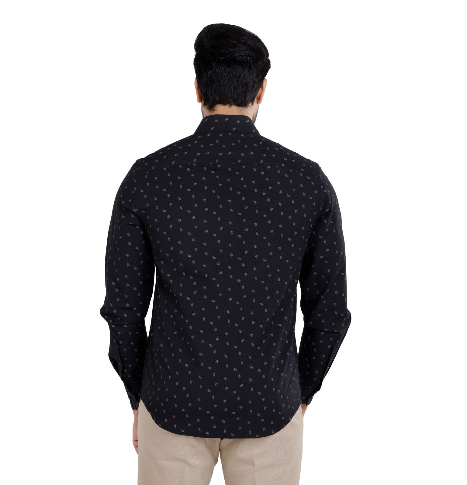 Active Fit Men's Shirt with Spiral Pattern - Full Sleeves - Black