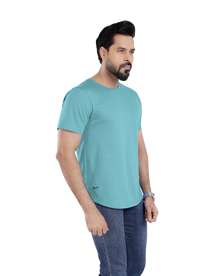 Men’s Short Sleeve Drop Cut Crew Neck T-Shirt - Aqua Blue