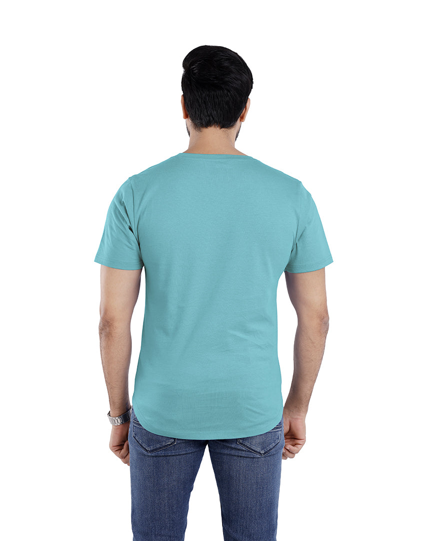 Men’s Short Sleeve Drop Cut Crew Neck T-Shirt - Aqua Blue