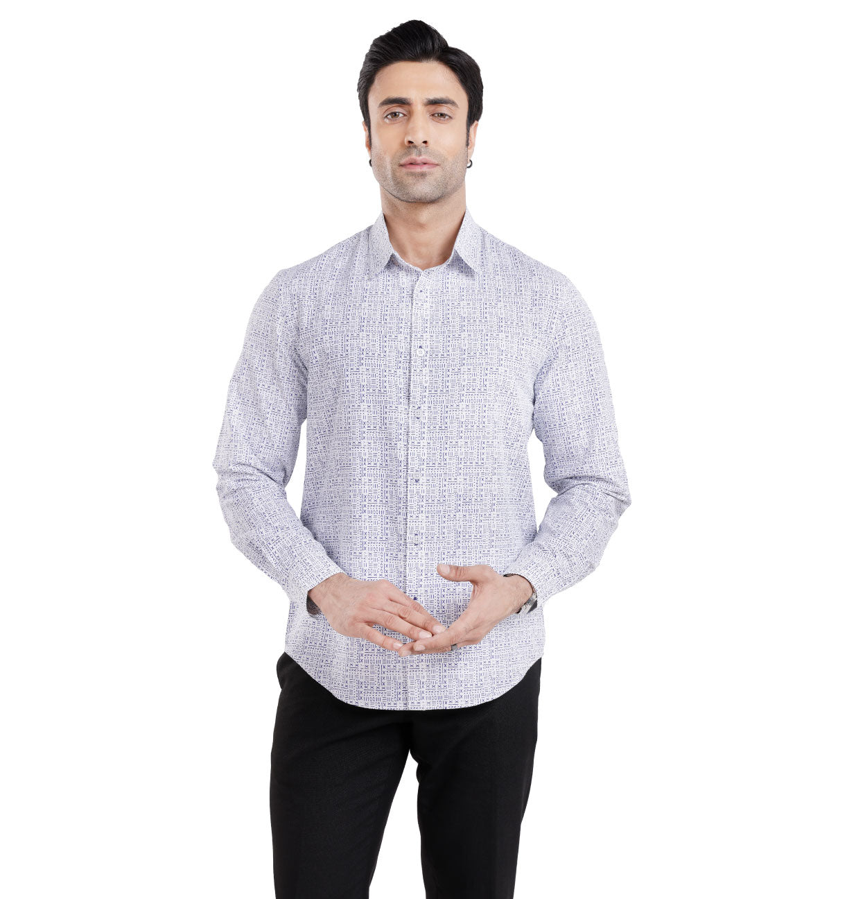 Active Fit Men's Shirt with All Maths - Full Sleeves - White