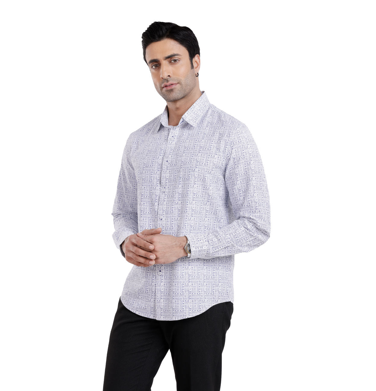 Active Fit Men's Shirt with All Maths - Full Sleeves - White