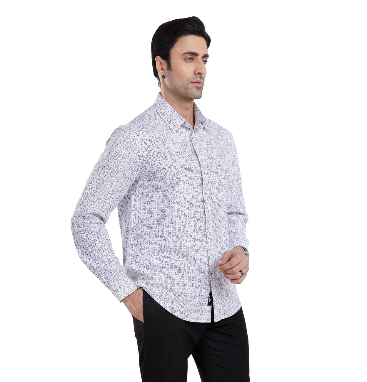 Active Fit Men's Shirt with All Maths - Full Sleeves - White