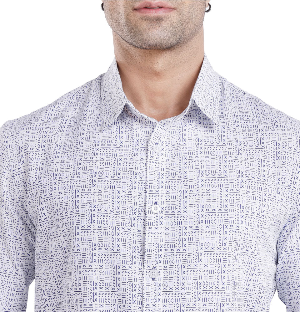Active Fit Men's Shirt with All Maths - Full Sleeves - White